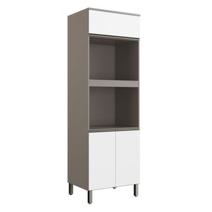 Paneleiro Kit Forno 3 Portas Cozinha Diamante New Fumê-fumê Branco
