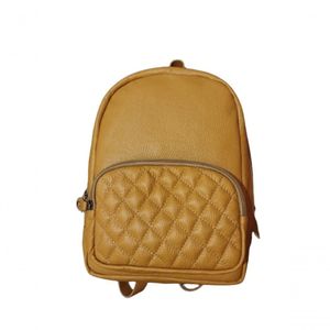 Mochila Feminina De Couro Nina Matê. Cor Mostarda