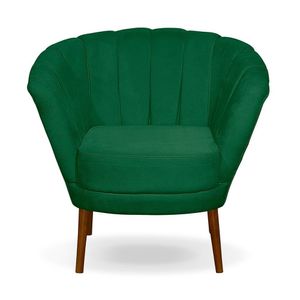 Poltrona Cadeira Pétala Flor Decorativa Suede Verde