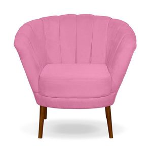 Poltrona Cadeira Pétala Flor Decorativa Suede Rose