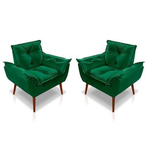 Kit C/ 02 Poltronas Opala Luxo Suede Verde
