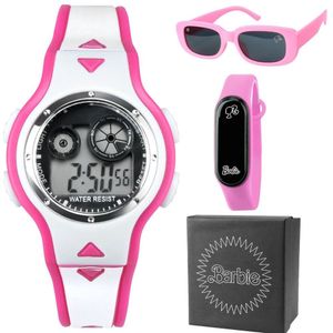 Relogio Infantil Digital + Rosa Barbie + Oculos Sol + Caixa Esportivo Original Alarme Criança Menina