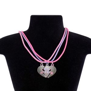 Kit 3 Colares Best Friend Amizade Amigas + Pingente Coração Triplo Meninas Moda Ajustavel Presente