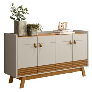 Buffet Aparador Ripado Estilo Retrô Tucson Nature Off-white