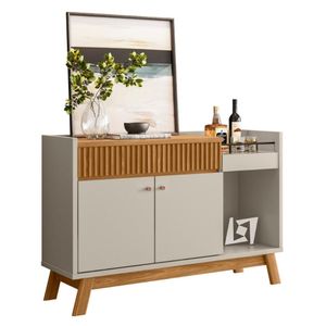 Aparador Retrô Com Gaveta Ripada Oxnard Nature Off-white