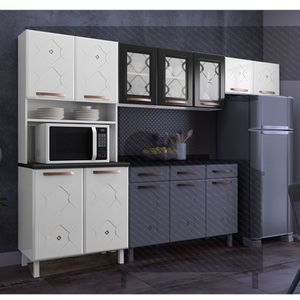 Cozinha De Aço Compacta Telasul Mirage 3 Peças Beranco/preto