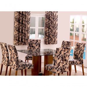 Capas De Cadeira 04 Lugares Floral Preto [f101]