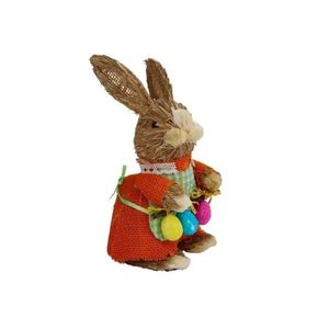 Coelho Decorativo De Palha Laranja 21cm Eab11051
