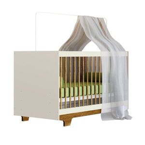 Berço Mini Cama Flocos Tigus Baby Off White Madeirado Ypê