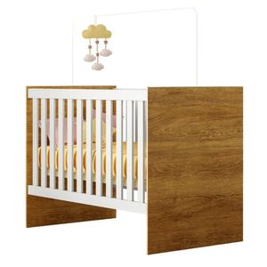 Berço Com Suporte Mosquiteiro E Colchão Life Tigus Baby Branco Madeirado Ypê