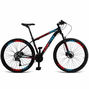 Bicicleta Aro 29 Cripto 24 Marchas Shimano E Freios A Disco - 17" Preto-Azul E Vermelho