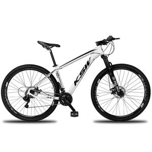 Bicicleta Aro 29 Ksw 21v Com Suspensão E Freios A Disco - Branco-preto - 15" Branco-preto