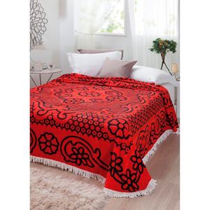 Colcha Casal Chenille Canelada Bruna Vermelho/preto Jolitex