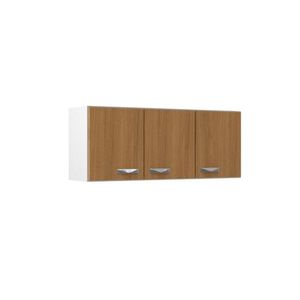 Armário Aéreo De Cozinha Carolina 3 Portas - Branco / Cinnamomo Branco / Cinnamomo
