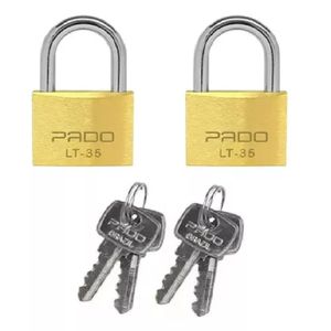 2 Cadeados Em Latão Lt 35 C/ 4 Chaves Iguais - Pado