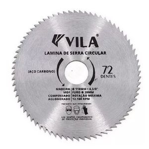 Disco De Serra Circular 110x20mm C/ 72 Dentes - Vila