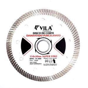 Disco De Corte Diamantado Porcelanato Turbo 110x20mm - Vila