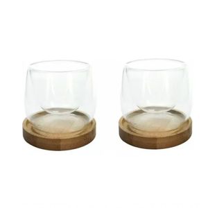 Conj 2 Copos Parede Dupla C- Base Bambu 80ml - Mimo Style