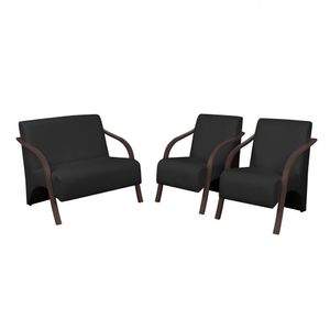 Conjunto Poltronas Vênus 1 Dois Lugares 2 Um Lugar Braços Em Madeira D Salla Tecido Sintético