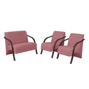 Conjunto Poltronas Vênus 1 Dois Lugares 2 Um Lugar Braços Em Madeira D Salla Suede