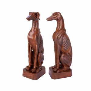 Escultura De Cachorro O Par Galgo Em Ferro Fundido