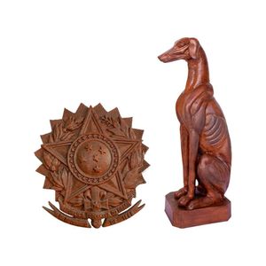 Kit Cachorro Galgo Escultura Brasão Republica Brasilia Pronto Artes