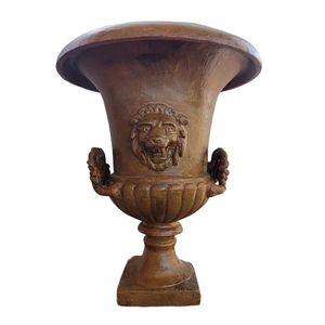 Vaso Cara De Leão C/ Alça Meu Jardim Casa Alto Padrão Ferro Fundido