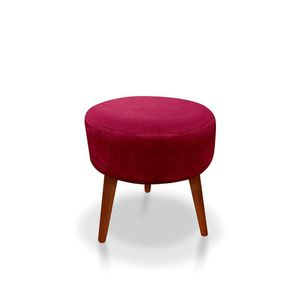 Puff Redondo Decorativo Panqueta De Apoiar Os Pés Suede Vermelho