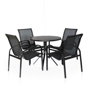 Conjunto 1 Mesa + 4 Cadeiras Para área Externa - Preto