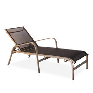 Espreguiçadeira Para Piscina, área Externa, Jardim, - Marrom E Tela Sling Marrom