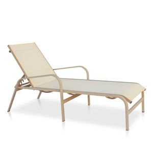 Espreguiçadeira Para Piscina, área Externa, Jardim, - Bege E Tela Sling Bege