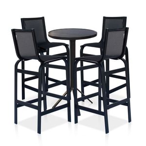 Conjunto Mesa Bistrô Com 4 Banquetas Para área Externa - Preto