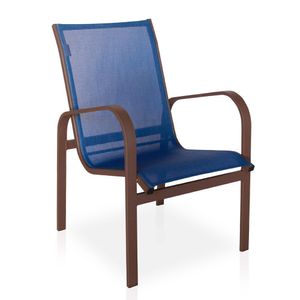 Cadeira Para , área Externa, Gourmet E Jardim - Marrom Em Tela Sling Azul