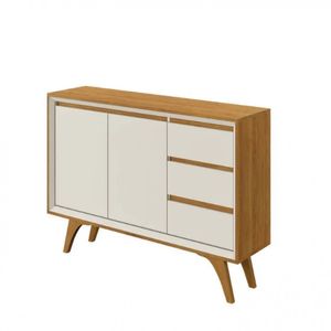 Buffet Vertex 2 Portas Pés Madeira Maciça Mavaular Naturalle - Off White
