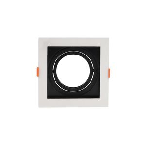 Spot De Embutir Recuado Nordecor Flea Para 1 Lâmpada Ar70 Quadrado Branco E Preto