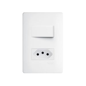 Interruptor Simples E Tomada 2p+t 20a Fame Habitat Com Placa 4x2 Branco