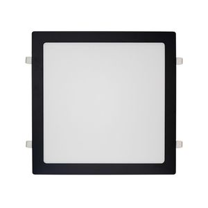 Painel De Led Blumenau Slim Quadrado De Embutir 24w Bivolt Preto 3000k Luz Amarela