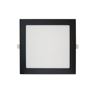 Painel De Led Blumenau Slim Quadrado De Embutir 18w Bivolt Preto 3000k Luz Amarela
