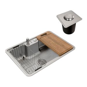 Cuba Docol Massima 68x48 1611616 Inox Escovado Com Acessórios E Lixeira
