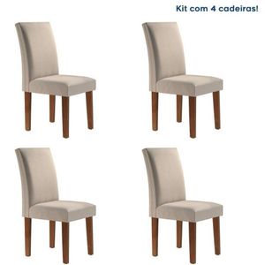 Conjunto 4 Cadeiras Estofadas Espanha Chocolate-cinza