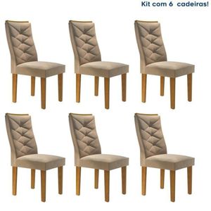 Conjunto 6 Cadeiras Estofadas Germany Ypê