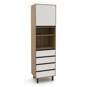 Armário Paneleiro 1 Porta 4 Gavetas Confort Cinamomo- Off-white