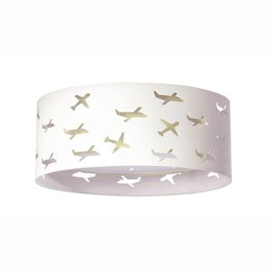 Luminária Infantil Plafon Aviões Duplo 40x16cm Cru-branco