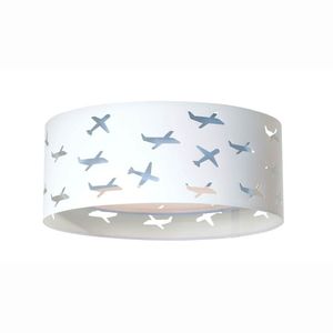 Luminária Infantil Plafon Aviões Duplo 40x16cm Azul-branco