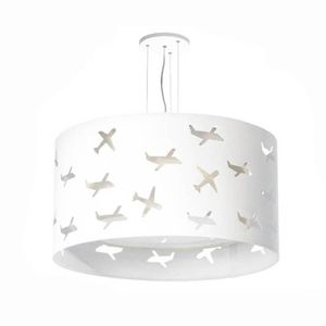 Lustre Infantil Pendente Aviões Duplo 30x16cm Branco-branco