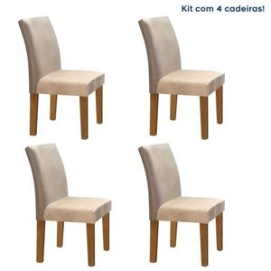 Conjunto 4 Cadeiras Estofadas Espanha Ypê