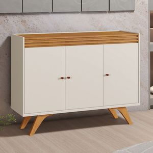 Buffet Para Sala De Jantar 3 Portas Madrid 121cm Off White-naturalle