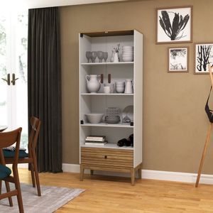 Cristaleira 2 Portas 1 Gaveta Mel-off White