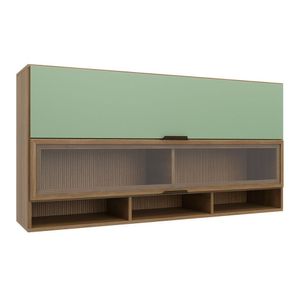 Armário Aéreo Para Cozinha 2 Portas Basculantes Paris Nogal Manchester- Verde Matte