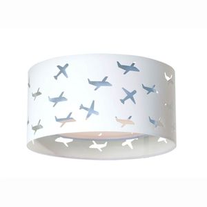 Luminária Infantil Plafon Aviões Duplo 30x16cm Azul-branco